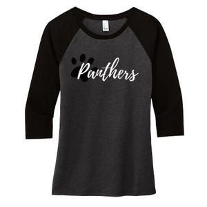 Panther Pride For Sports Fan School Spirit Women's Tri-Blend 3/4-Sleeve Raglan Shirt