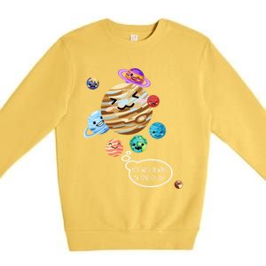 Pluto Planet Funny Space Cartoon Planets Never Forget Pluto Gift Premium Crewneck Sweatshirt