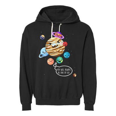Pluto Planet Funny Space Cartoon Planets Never Forget Pluto Gift Garment-Dyed Fleece Hoodie