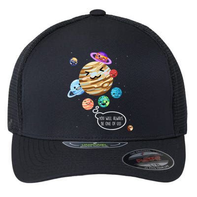 Pluto Planet Funny Space Cartoon Planets Never Forget Pluto Gift Flexfit Unipanel Trucker Cap