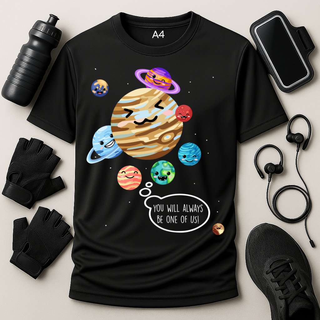 Pluto Planet Funny Space Cartoon Planets Never Forget Pluto Gift Performance Shirt