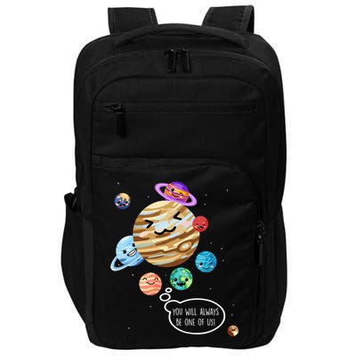 Pluto Planet Funny Space Cartoon Planets Never Forget Pluto Gift Impact Tech Backpack