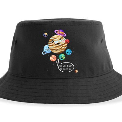 Pluto Planet Funny Space Cartoon Planets Never Forget Pluto Gift Sustainable Bucket Hat