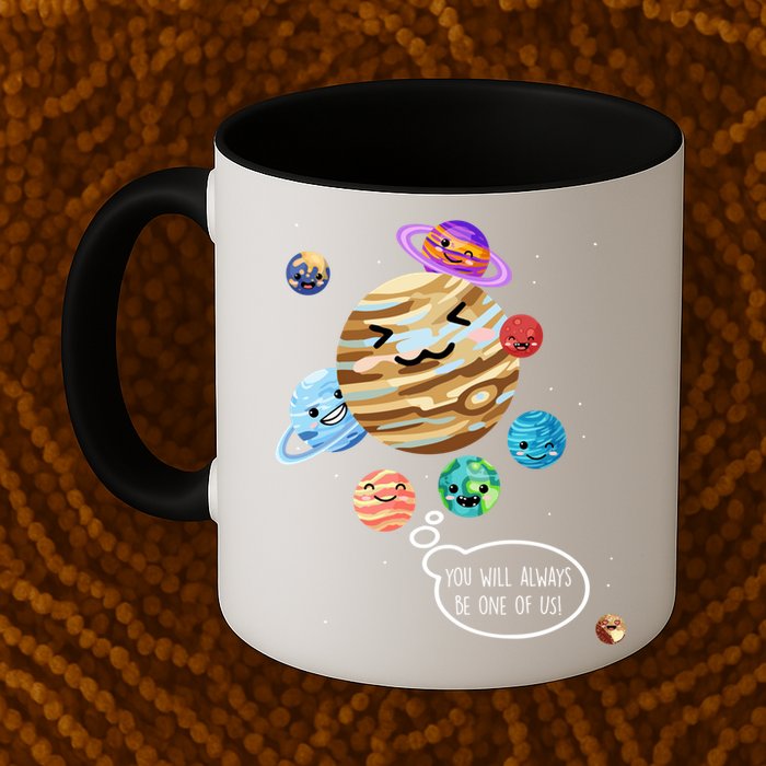 Pluto Planet Funny Space Cartoon Planets Never Forget Pluto Gift Mug