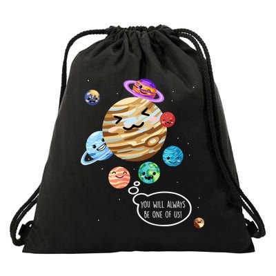 Pluto Planet Funny Space Cartoon Planets Never Forget Pluto Gift Drawstring Bag