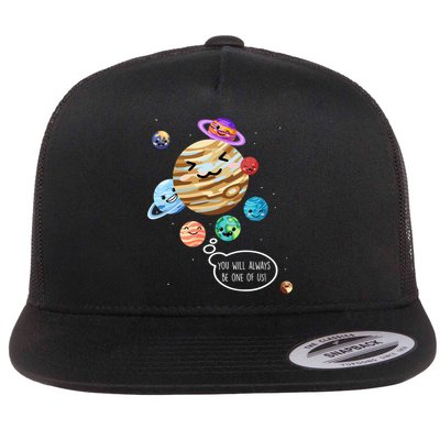 Pluto Planet Funny Space Cartoon Planets Never Forget Pluto Gift Flatbill Hat