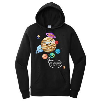 Pluto Planet Funny Space Cartoon Planets Never Forget Pluto Gift Women's Pullover Hoodie