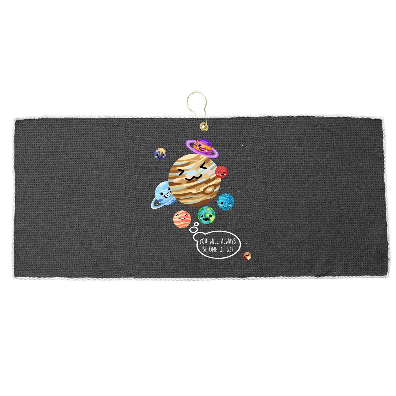 Pluto Planet Funny Space Cartoon Planets Never Forget Pluto Gift Large Microfiber Waffle Golf Towel