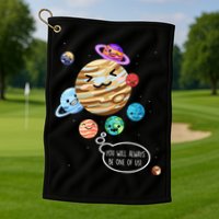 Pluto Planet Funny Space Cartoon Planets Never Forget Pluto Gift Golf Towel