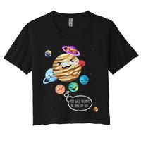 Pluto Planet Funny Space Cartoon Planets Never Forget Pluto Gift Women's Crop Top Tee