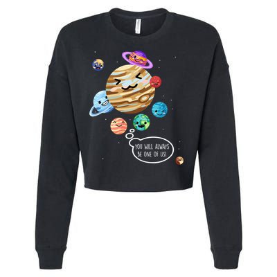 Pluto Planet Funny Space Cartoon Planets Never Forget Pluto Gift Cropped Pullover Crew