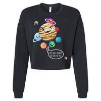 Pluto Planet Funny Space Cartoon Planets Never Forget Pluto Gift Cropped Pullover Crew