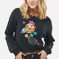 Pluto Planet Funny Space Cartoon Planets Never Forget Pluto Gift Cropped Pullover Crew
