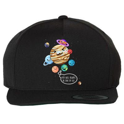 Pluto Planet Funny Space Cartoon Planets Never Forget Pluto Gift Wool Snapback Cap