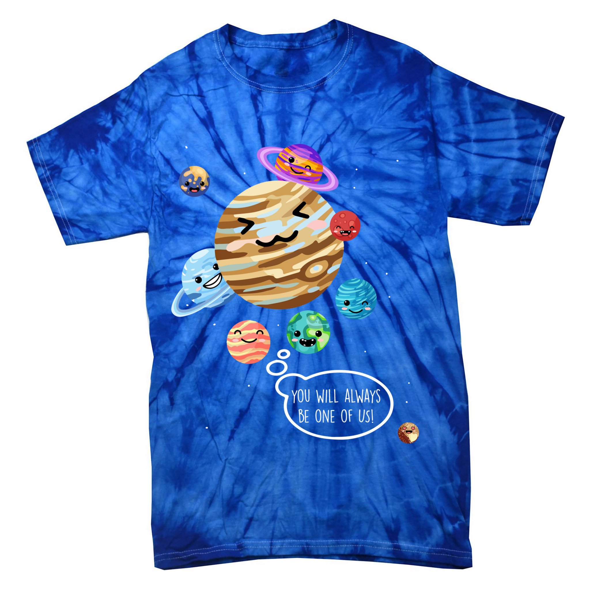 Pluto Planet Funny Space Cartoon Planets Never Forget Pluto Gift Tie-Dye T-Shirt
