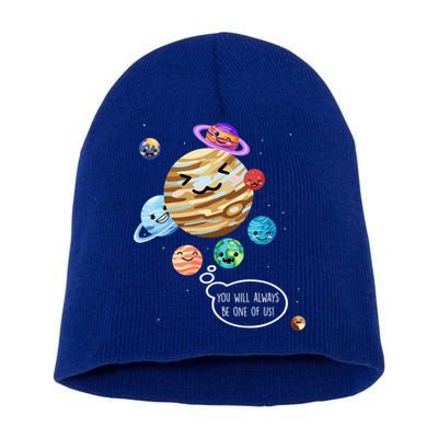 Pluto Planet Funny Space Cartoon Planets Never Forget Pluto Gift Short Acrylic Beanie