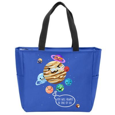 Pluto Planet Funny Space Cartoon Planets Never Forget Pluto Gift Zip Tote Bag