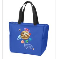 Pluto Planet Funny Space Cartoon Planets Never Forget Pluto Gift Zip Tote Bag