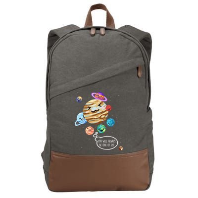Pluto Planet Funny Space Cartoon Planets Never Forget Pluto Gift Cotton Canvas Backpack