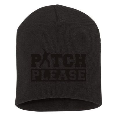 Pitch Please Funny Baseball Short Acrylic Beanie