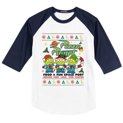 Pizza Planet Food & Fun Space Port Funny Christmas Ulgy Baseball Sleeve Shirt