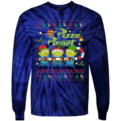 Pizza Planet Food & Fun Space Port Funny Christmas Ulgy Tie-Dye Long Sleeve Shirt