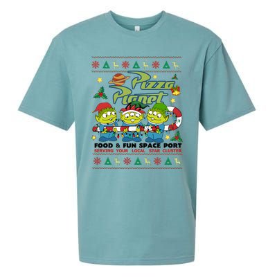 Pizza Planet Food & Fun Space Port Funny Christmas Ulgy Sueded Cloud Jersey T-Shirt