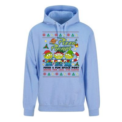 Pizza Planet Food & Fun Space Port Funny Christmas Ulgy Unisex Surf Hoodie