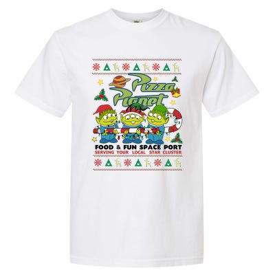 Pizza Planet Food & Fun Space Port Funny Christmas Ulgy Garment-Dyed Heavyweight T-Shirt