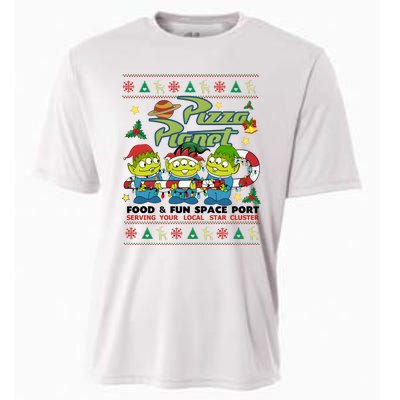 Pizza Planet Food & Fun Space Port Funny Christmas Ulgy Cooling Performance Crew T-Shirt