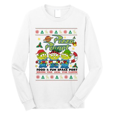 Pizza Planet Food & Fun Space Port Funny Christmas Ulgy Long Sleeve Shirt