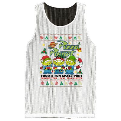 Pizza Planet Food & Fun Space Port Funny Christmas Ulgy Mesh Reversible Basketball Jersey Tank