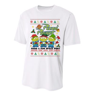 Pizza Planet Food & Fun Space Port Funny Christmas Ulgy Performance Sprint T-Shirt