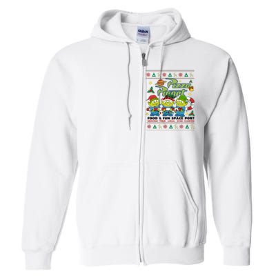 Pizza Planet Food & Fun Space Port Funny Christmas Ulgy Full Zip Hoodie