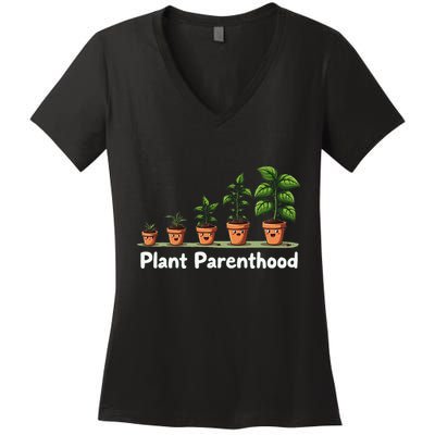 Plant Parenthood For Plant Moms & Dads Funny Cute Women's V-Neck T-Shirt