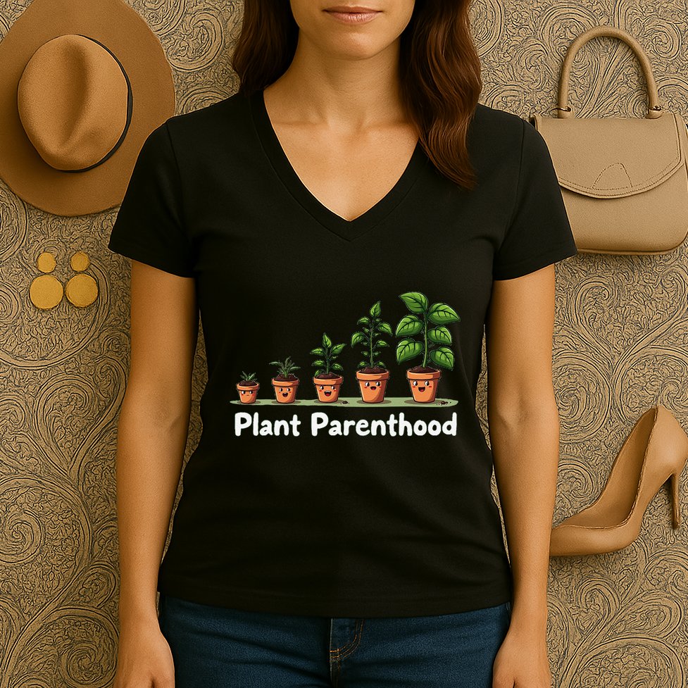 Plant Parenthood For Plant Moms & Dads Funny Cute Women's V-Neck T-Shirt