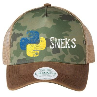 Python Programming Funny Programmer Python Logo Sneks Gift  Legacy Tie Dye Trucker Hat