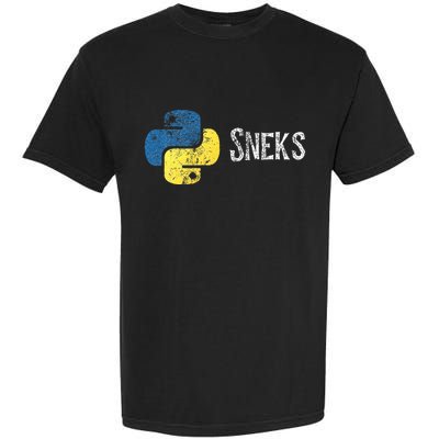 Python Programming Funny Programmer Python Logo Sneks Gift  Garment-Dyed Heavyweight T-Shirt