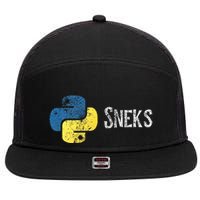 Python Programming Funny Programmer Python Logo Sneks Gift  7 Panel Mesh Trucker Snapback Hat