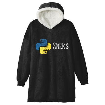 Python Programming Funny Programmer Python Logo Sneks Gift  Hooded Wearable Blanket
