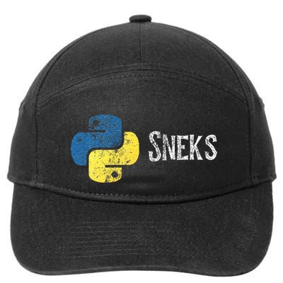 Python Programming Funny Programmer Python Logo Sneks Gift  7-Panel Snapback Hat