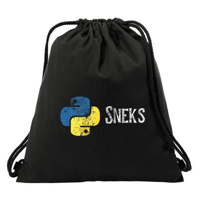Python Programming Funny Programmer Python Logo Sneks Gift  Drawstring Bag