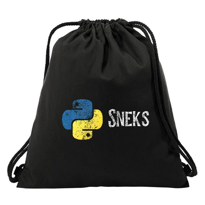 Python Programming Funny Programmer Python Logo Sneks Gift  Drawstring Bag