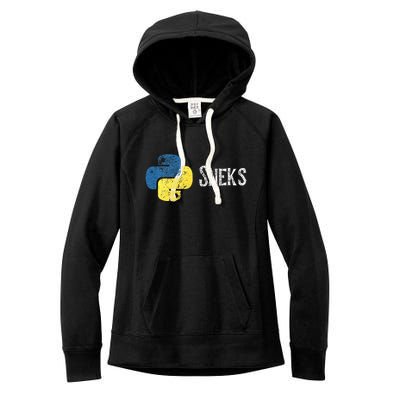 Python Programming Funny Programmer Python Logo Sneks Gift  Women's Fleece Hoodie