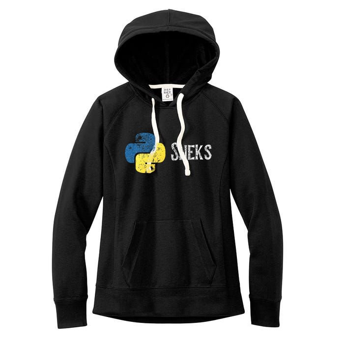 Python Programming Funny Programmer Python Logo Sneks Gift  Women's Fleece Hoodie