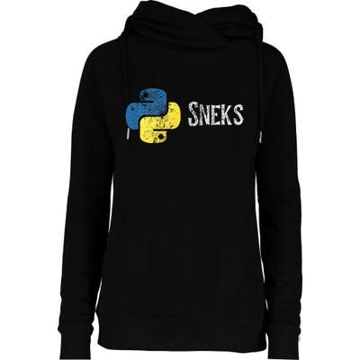 Python Programming Funny Programmer Python Logo Sneks Gift  Womens Funnel Neck Pullover Hood