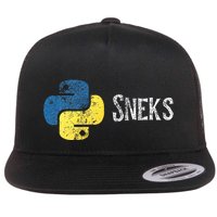 Python Programming Funny Programmer Python Logo Sneks Gift  Flatbill Hat