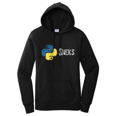 Python Programming Funny Programmer Python Logo Sneks Gift  Women's Pullover Hoodie