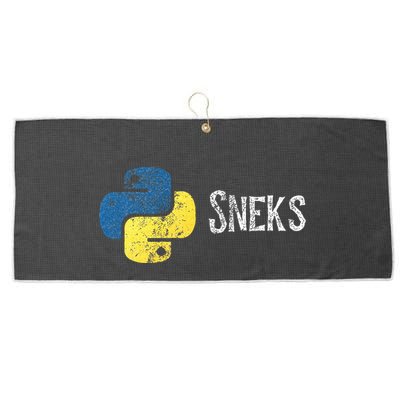Python Programming Funny Programmer Python Logo Sneks Gift  Large Microfiber Waffle Golf Towel