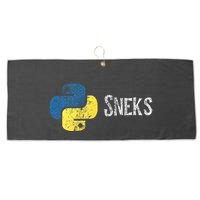Python Programming Funny Programmer Python Logo Sneks Gift  Large Microfiber Waffle Golf Towel